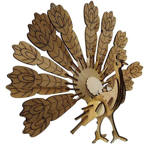 پازل سه بعدی چوبی برتاریو مدل طاووس
